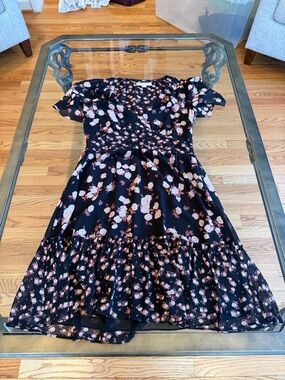 Michael Kors Black Floral Wrap Dress